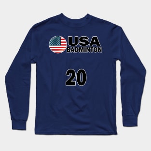 USA Badminton Number 20 T-shirt Design Long Sleeve T-Shirt